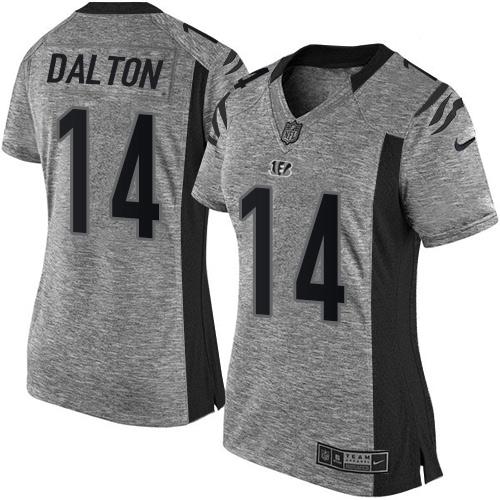 Nike Cincinnati Bengals #14 Andy Dalton Gray Women's Stitched NFL Limited Gridiron Gray Jersey Womens