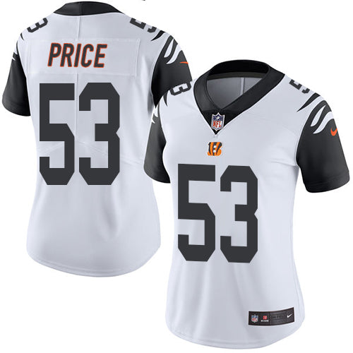 Nike Cincinnati Bengals #53 Billy Price White Women's Stitched NFL Limited Rush Jersey Womens