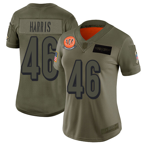 Nike Cincinnati Bengals #46 Clark Harris Camo Women's Stitched NFL Limited 2019 Salute to Service Jersey Womens