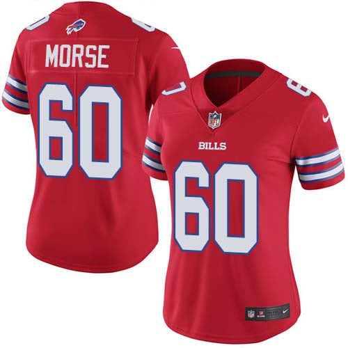 Nike Buffalo Bills #60 Mitch Morse Red Women's Stitched NFL Limited Rush Jersey Womens