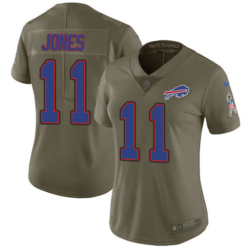 Nike Buffalo Bills #11 Zay Jones Olive Women's Stitched NFL Limited 2017 Salute to Service Jersey Womens
