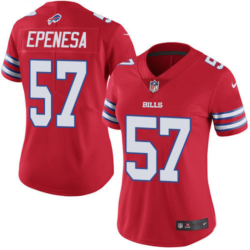 Nike Buffalo Bills #57 A.J. Epenesas Red Women's Stitched NFL Limited Rush Jersey Womens