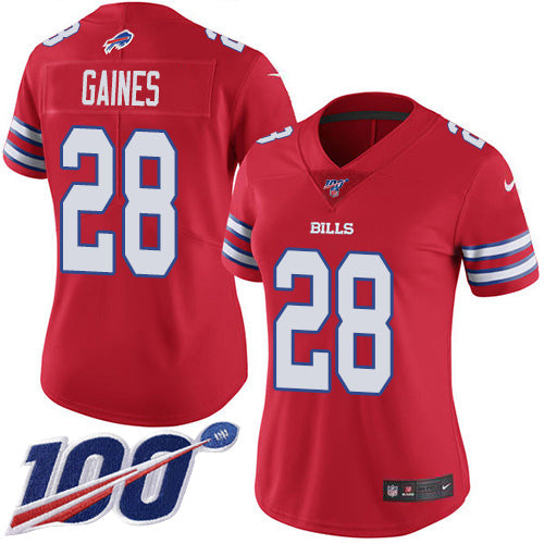 Nike Buffalo Bills #28 E.J. Gaines Red Women's Stitched NFL Limited Rush 100th Season Jersey Womens