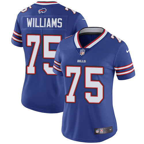 Nike Buffalo Bills #75 Daryl Williams Royal Blue Team Color Women's Stitched NFL Vapor Untouchable Limited Jersey Womens