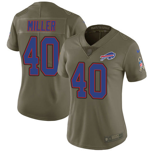 Nike Buffalo Bills #40 Von Miller Olive Women's Stitched NFL Limited 2017 Salute To Service Jersey Womens