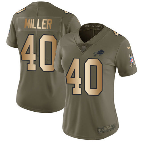 Nike Buffalo Bills #40 Von Miller Olive/Gold Women's Stitched NFL Limited 2017 Salute To Service Jersey Womens