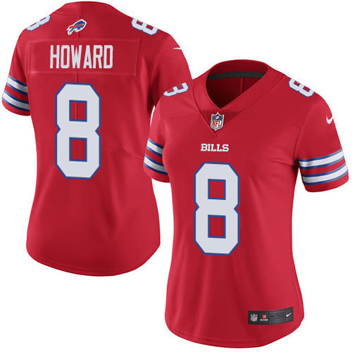 Nike Buffalo Bills #8 O. J. Howard Red Women's Stitched NFL Limited Rush Jersey Womens