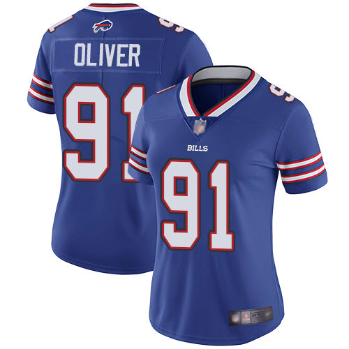 Nike Buffalo Bills #91 Ed Oliver Royal Blue Team Color Women's Stitched NFL Vapor Untouchable Limited Jersey Womens