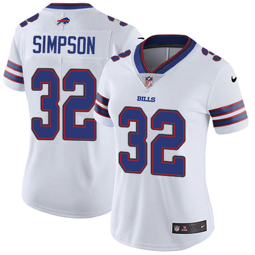 Nike Buffalo Bills #32 O. J. Simpson White Women's Stitched NFL Vapor Untouchable Limited Jersey Womens