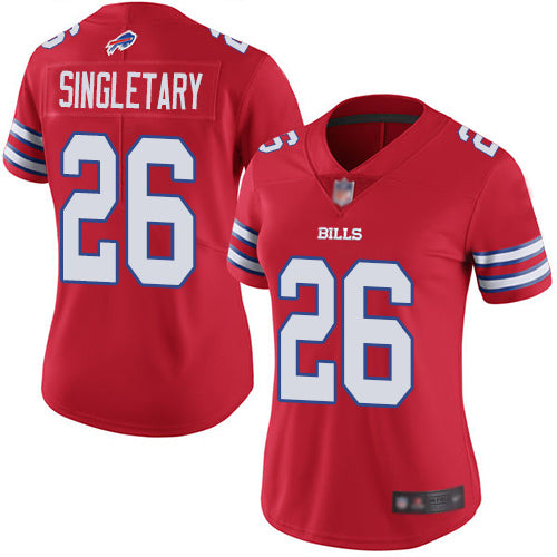 Nike Buffalo Bills #26 Devin Singletary Red Women's Stitched NFL Limited Rush Jersey Womens