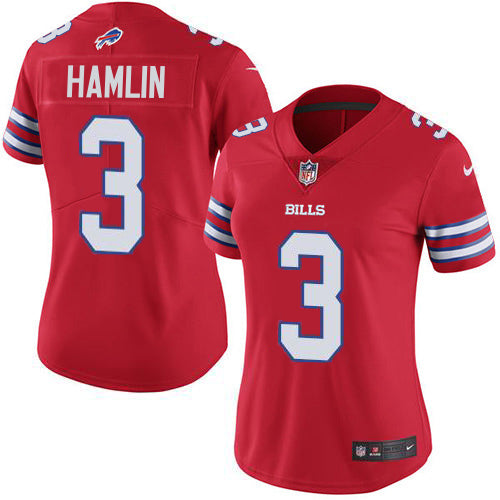 Nike Buffalo Bills #3 Damar Hamlin Red Women's Stitched NFL Limited Rush Jersey Womens