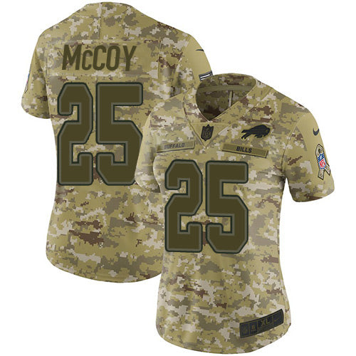 Nike Buffalo Bills #25 LeSean McCoy Camo Women's Stitched NFL Limited 2018 Salute to Service Jersey Womens