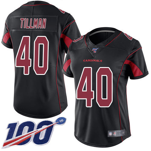 Nike Arizona Cardinals #40 Pat Tillman Black Women's Stitched NFL Limited Rush 100th Season Jersey Womens
