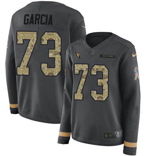 Nike Arizona Cardinals #73 Max Garcia Anthracite Salute to Service Women's Stitched NFL Limited Therma Long Sleeve Jersey Womens