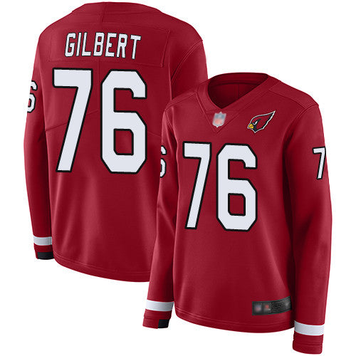 Nike Arizona Cardinals #76 Marcus Gilbert Red Team Color Women's Stitched NFL Limited Therma Long Sleeve Jersey Womens