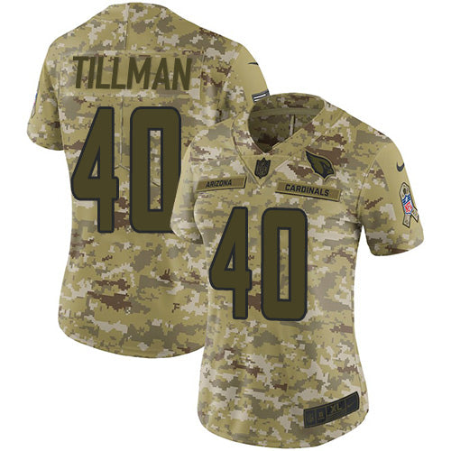 Nike Arizona Cardinals #40 Pat Tillman Camo Women's Stitched NFL Limited 2018 Salute to Service Jersey Womens