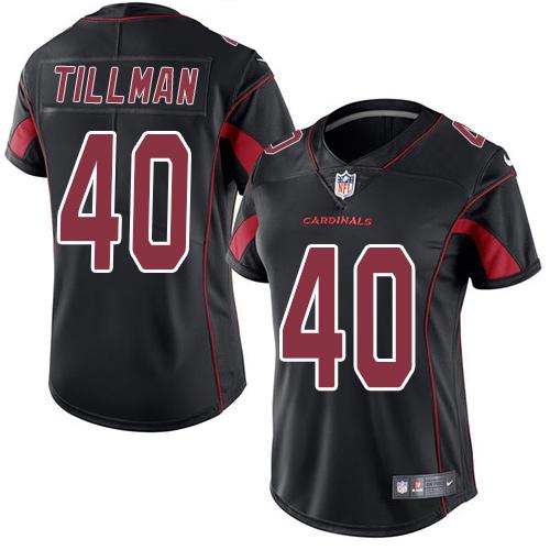Nike Arizona Cardinals #40 Pat Tillman Black Women's Stitched NFL Limited Rush Jersey Womens