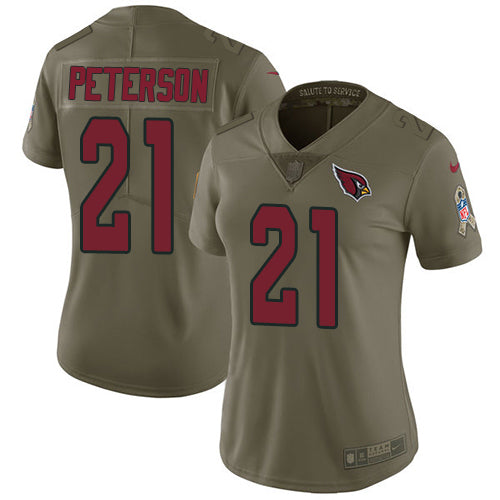 Nike Arizona Cardinals #21 Patrick Peterson Olive Women's Stitched NFL Limited 2017 Salute to Service Jersey Womens