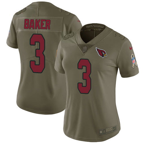 Nike Arizona Cardinals #3 Budda Baker Olive Women's Stitched NFL Limited 2017 Salute To Service Jersey Womens