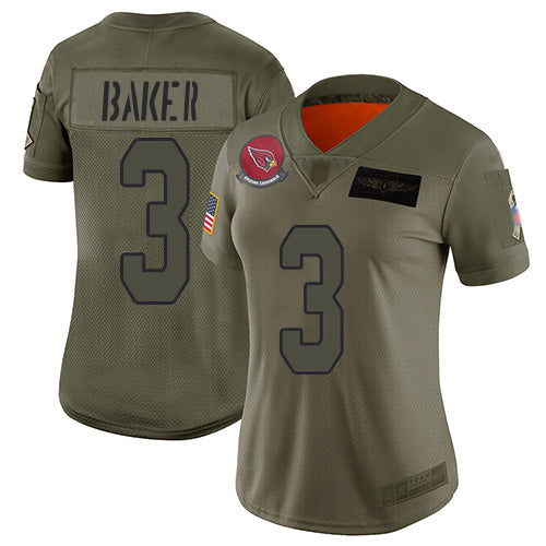 Nike Arizona Cardinals #3 Budda Baker Camo Women's Stitched NFL Limited 2019 Salute To Service Jersey Womens