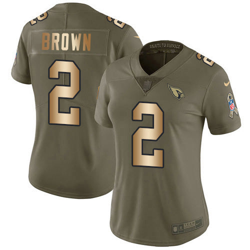 Nike Arizona Cardinals #2 Marquise Brown Olive/Gold Women's Stitched NFL Limited 2017 Salute To Service Jersey Womens