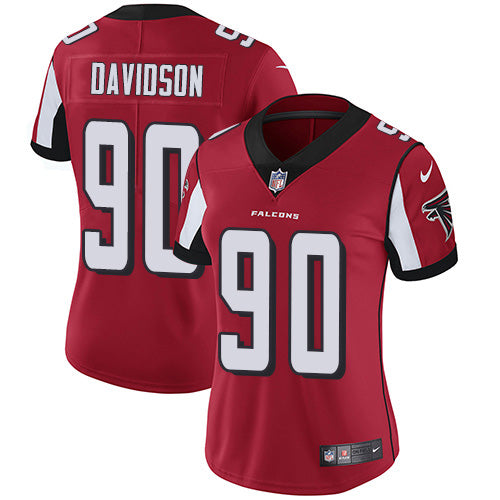 Nike Atlanta Falcons #90 Marlon Davidson Red Team Color Women's Stitched NFL Vapor Untouchable Limited Jersey Womens