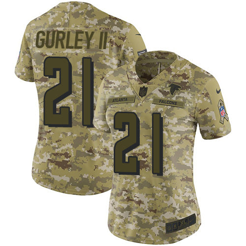 Nike Atlanta Falcons #21 Todd Gurley II Camo Women's Stitched NFL Limited 2018 Salute To Service Jersey Womens