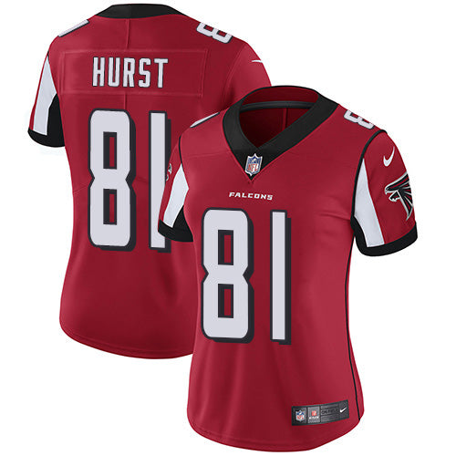 Nike Atlanta Falcons #81 Hayden Hurst Red Team Color Women's Stitched NFL Vapor Untouchable Limited Jersey Womens