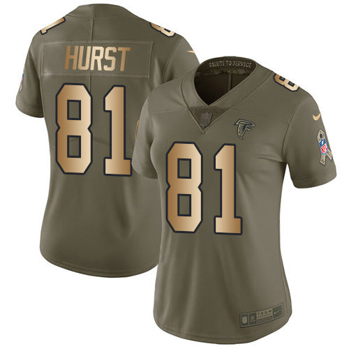Nike Atlanta Falcons #81 Hayden Hurst Olive/Gold Women's Stitched NFL Limited 2017 Salute To Service Jersey Womens