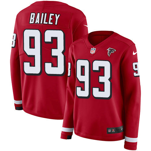 Nike Atlanta Falcons #93 Allen Bailey Red Team Color Women's Stitched NFL Limited Therma Long Sleeve Jersey Womens