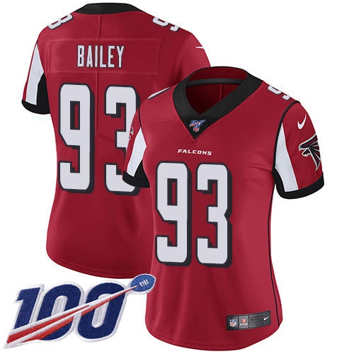 Nike Atlanta Falcons #93 Allen Bailey Red Team Color Women's Stitched NFL 100th Season Vapor Untouchable Limited Jersey Womens