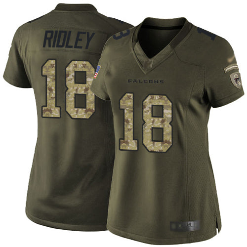 Nike Atlanta Falcons #18 Calvin Ridley Green Women's Stitched NFL Limited 2015 Salute to Service Jersey Womens