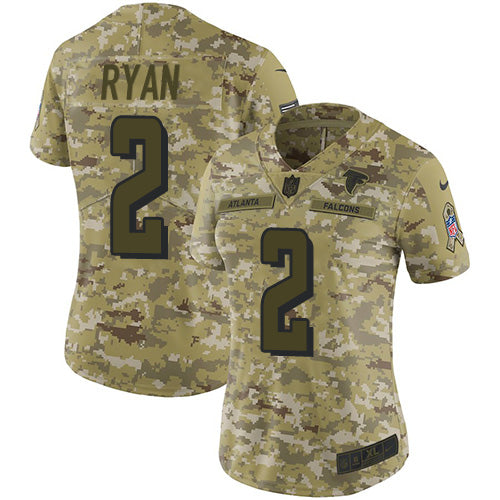 Nike Atlanta Falcons #2 Matt Ryan Camo Women's Stitched NFL Limited 2018 Salute to Service Jersey Womens
