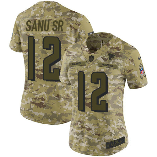 Nike Atlanta Falcons #12 Mohamed Sanu Sr Camo Women's Stitched NFL Limited 2018 Salute to Service Jersey Womens