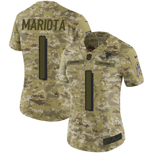 Nike Atlanta Falcons #1 Marcus Mariota Camo Stitched Women's NFL Limited 2018 Salute To Service Jersey Womens
