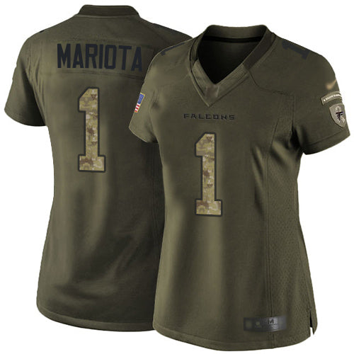 Nike Atlanta Falcons #1 Marcus Mariota Green Stitched Women's NFL Limited 2015 Salute to Service Jersey Womens
