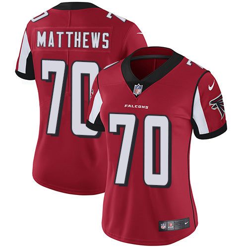 Nike Atlanta Falcons #70 Jake Matthews Red Team Color Women's Stitched NFL Vapor Untouchable Limited Jersey Womens