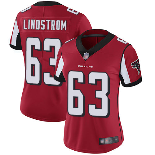Nike Atlanta Falcons #63 Chris Lindstrom Red Team Color Women's Stitched NFL Vapor Untouchable Limited Jersey Womens