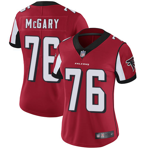 Nike Atlanta Falcons #76 Kaleb McGary Red Team Color Women's Stitched NFL Vapor Untouchable Limited Jersey Womens