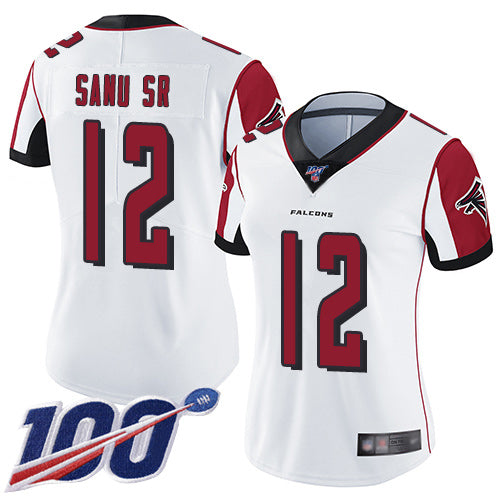 Nike Atlanta Falcons #12 Mohamed Sanu Sr White Women's Stitched NFL 100th Season Vapor Limited Jersey Womens