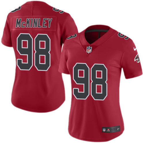 Nike Atlanta Falcons #98 Takkarist McKinley Red Women's Stitched NFL Limited Rush Jersey Womens