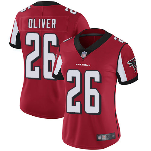 Nike Atlanta Falcons #26 Isaiah Oliver Red Team Color Women's Stitched NFL Vapor Untouchable Limited Jersey Womens