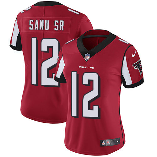Nike Atlanta Falcons #12 Mohamed Sanu Sr Red Team Color Women's Stitched NFL Vapor Untouchable Limited Jersey Womens