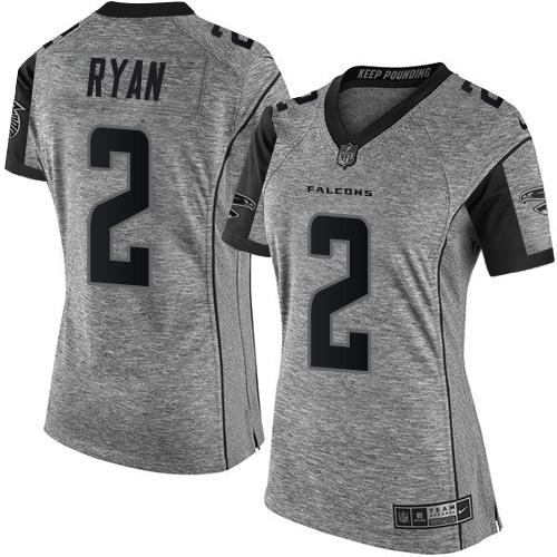 Nike Atlanta Falcons #2 Matt Ryan Gray Women's Stitched NFL Limited Gridiron Gray Jersey Womens