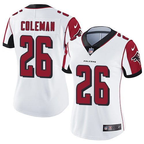 Nike Atlanta Falcons #26 Tevin Coleman White Women's Stitched NFL Vapor Untouchable Limited Jersey Womens