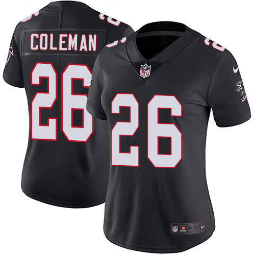 Nike Atlanta Falcons #26 Tevin Coleman Black Alternate Women's Stitched NFL Vapor Untouchable Limited Jersey Womens