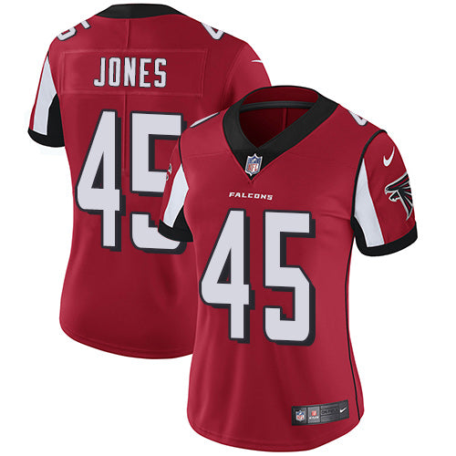 Nike Atlanta Falcons #45 Deion Jones Red Team Color Women's Stitched NFL Vapor Untouchable Limited Jersey Womens