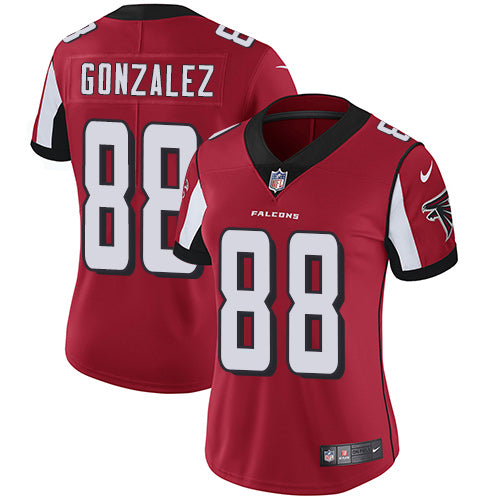 Nike Atlanta Falcons #88 Tony Gonzalez Red Team Color Women's Stitched NFL Vapor Untouchable Limited Jersey Womens