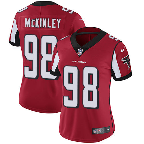 Nike Atlanta Falcons #98 Takkarist McKinley Red Team Color Women's Stitched NFL Vapor Untouchable Limited Jersey Womens