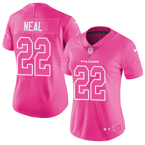 Nike Atlanta Falcons #22 Keanu Neal Pink Women's Stitched NFL Limited Rush Fashion Jersey Womens